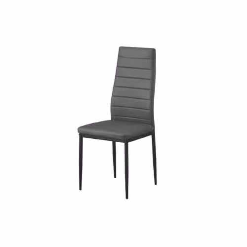 Lote de 4 sillas de comedor Keizo Meublorama con diseño moderno, tapizado en piel sintética gris y patas de metal negro