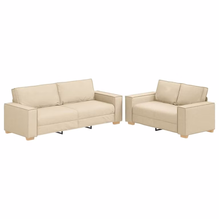 Juego de sofás de 2 piezas vidaXL con cojines en tela color beige para salón o despacho