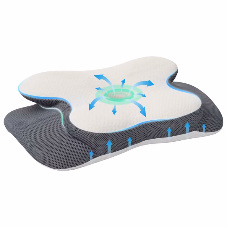 Almohada cervical de espuma viscoelástica vidaXL blanca con funda lavable, An/P/Al: 58 x 37,5 x 12 cm