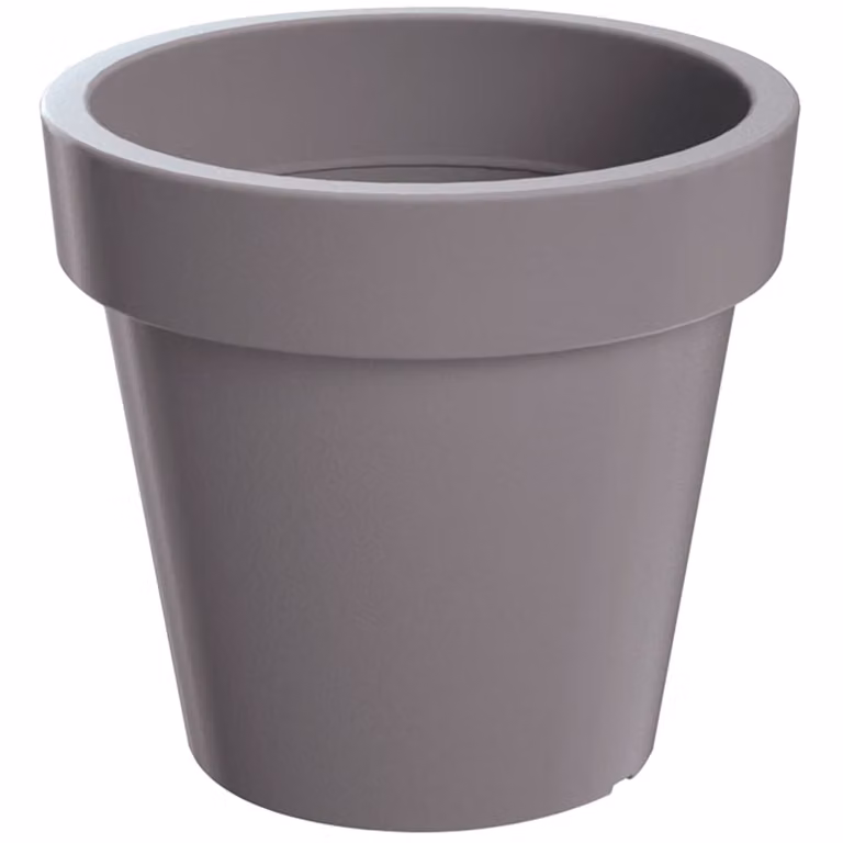 Maceta clásica redonda Prosperplast de plástico color gris, An/P/Al: 49 x 49 x 45,5 cm