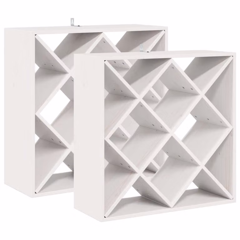 Set de 2 estantes para vino vidaXL de madera de pino macizo en color blanco, An/P/Al: 62 x 25 x 62 cm