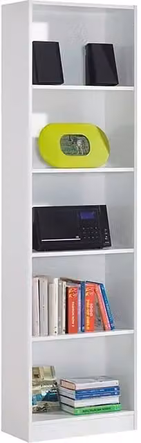 Librería y estantería iJoy de Muemue en color blanco, con 5 baldas ajustables, Al x An x Pr: 180 x 52 x 25 cm