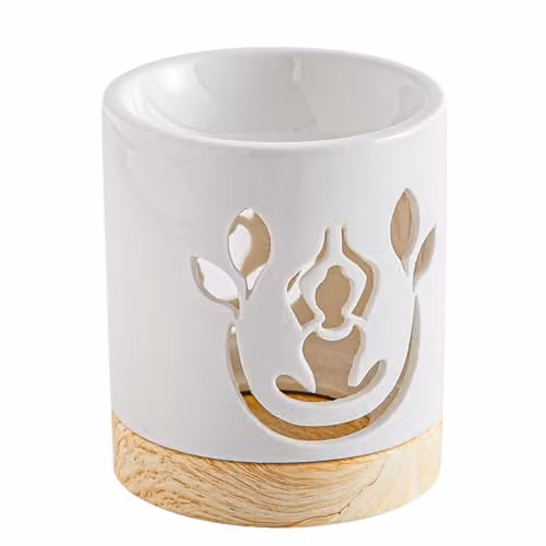 Quemador de perfume de cerámica Zen Arôme en color blanco para aromaterapia y meditación, Altura: 10,5 cm
