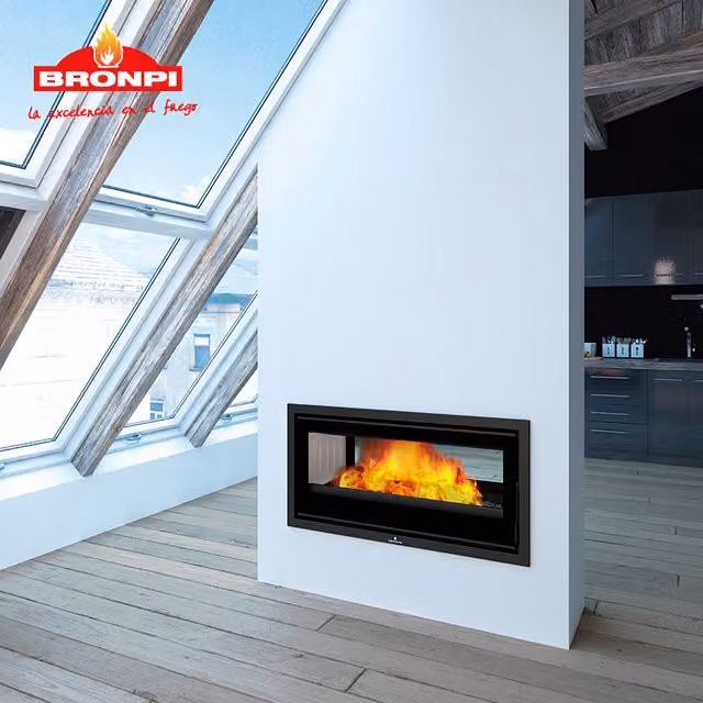Estufa de leña insertable Bronpi Serie Cairo 90d color negro