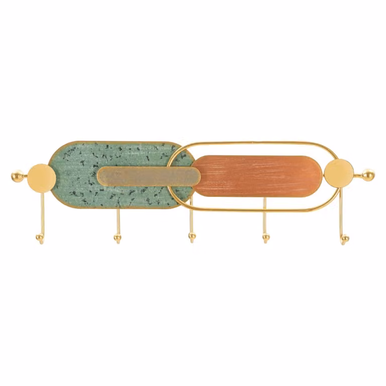 Perchero de pared metálico moderno Mauro Ferretti multicolor y dorado An/P/Al: 56 x 5 x 16 cm