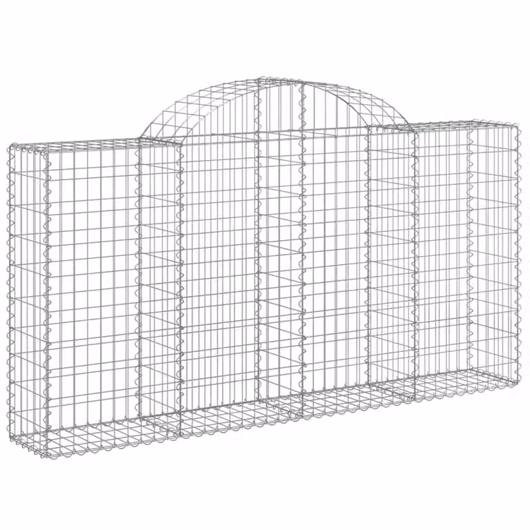 Cesta gavión Syfax en forma de arco de hierro galvanizado color plata An/P/Al: 200 x 30 x 100/120 cm