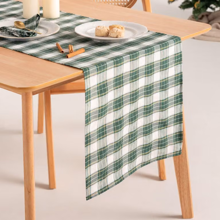 Camino de mesa de Navidad Gamusi en jacquard de algodón color verde, An/Al: 45 x 135 cm