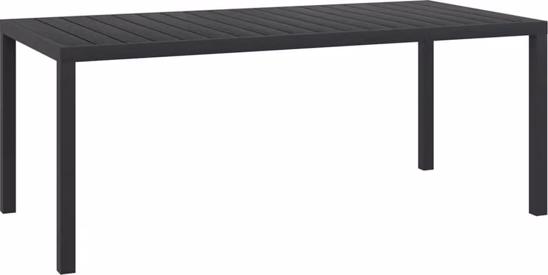 Mesa de jardín rectangular Syfax de aluminio y compuesto negro An/P/Al: 185 x 90 x 74 cm