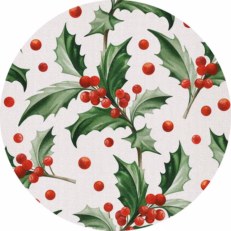 Lote de 4 manteles individuales redondos de vinilo con diseño floral de Navidad en multicolor