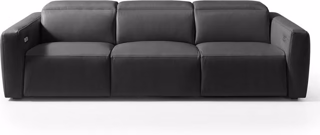 Sofá de piel Trento El Corte Inglés de 3 plazas con asientos relax eléctricos y reposacabezas ajustable en color negro