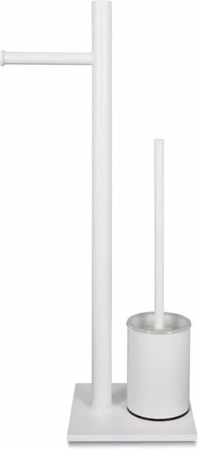 Escobillero portarrollos de pie Amsterdam Beltrán con cepillo y soporte para repuesto en blanco o negro