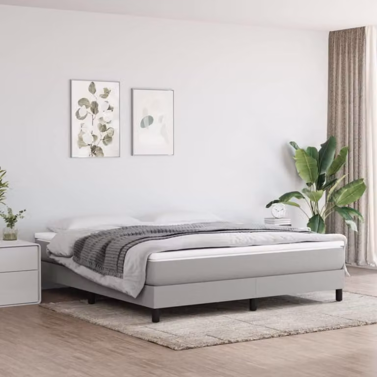 Estructura de cama tapizada Maison Chic en color gris con láminas de madera An/P/Al: 180 x 200 x 25 cm
