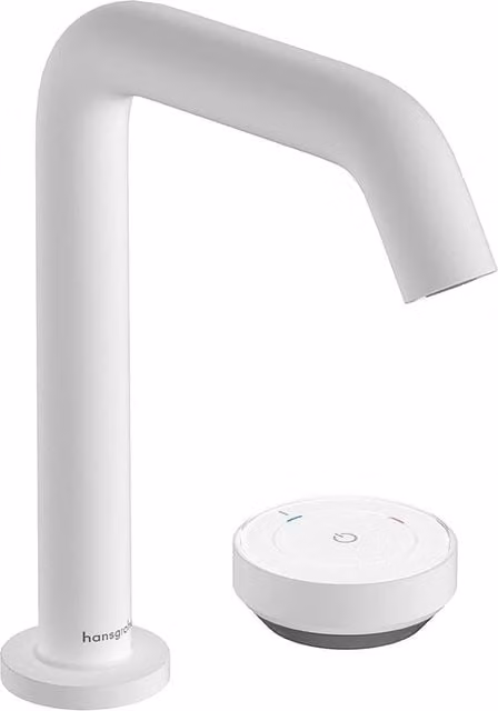 Grifo monomando para lavabo Hansgrohe StartCool Tecturis S en blanco mate con vaciador automático