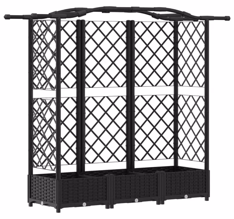 Cama elevada Syfax con trellis y techo en color negro, An/P/Al: 163 x 40 x 123 cm