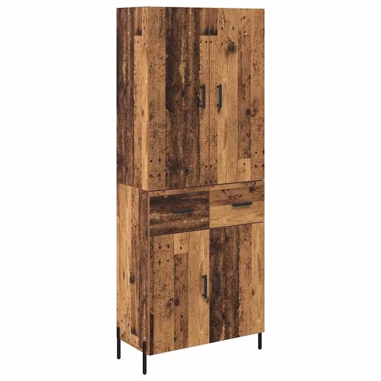 Alacena vidaXL de madera de ingeniería en color marrón con puertas batientes y estantes internos, An: 69,5 cm, P: 34 cm, Al: 180 cm