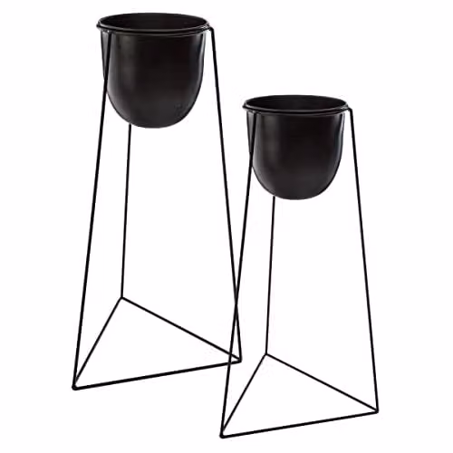 Juego de 2 macetas de sobremesa Atmosphera Living en metal negro