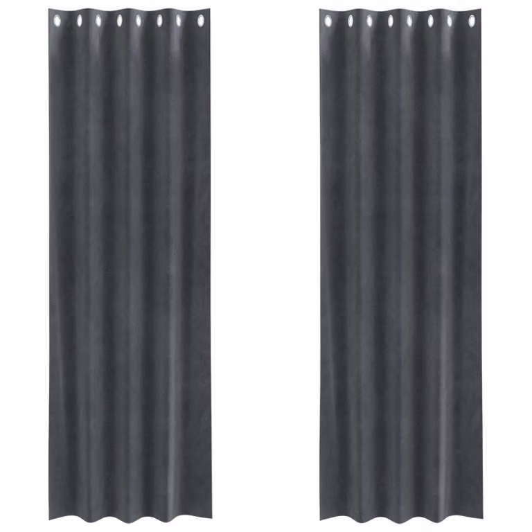 Set de 2 cortinas de terciopelo vidaXL en gris con efecto blackout, An/Al: 140 x 225 cm
