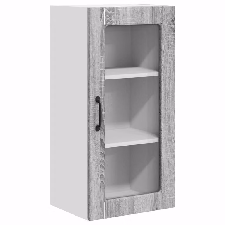 Set de 2 armarios de pared modernos vidaXL LUCCA con puertas de vidrio y acabado gris mate para cocina
