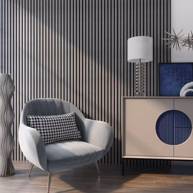 Set de 12 paneles de pared acústicos de Neu.holz en MDF y fieltro, color roble gris, An/P/Al: 120 x 60 x 2 cm
