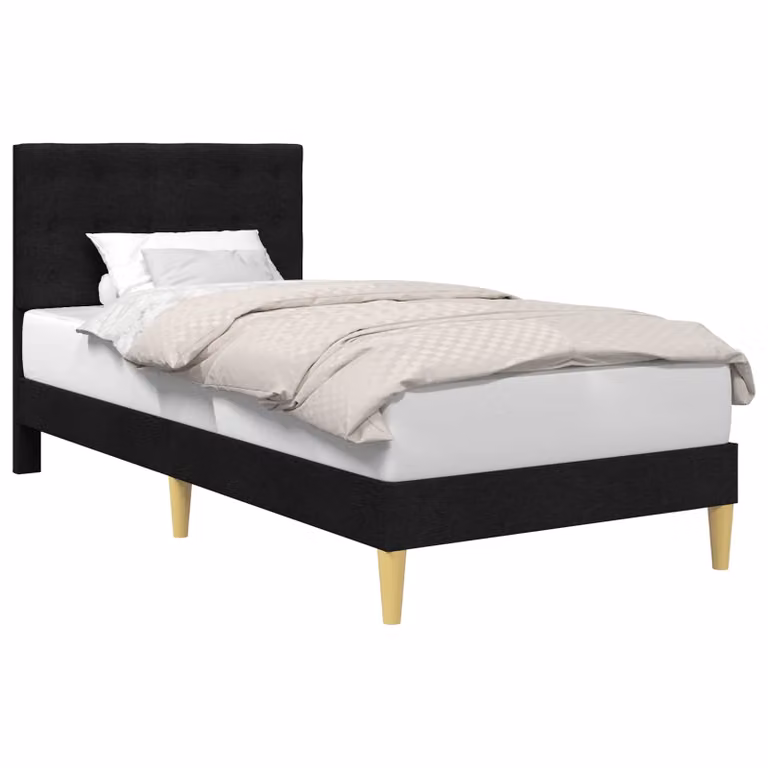 Estructura de cama tapizada con cabecera vidaXL en color negro, An/P/Al: 100 x 200 cm