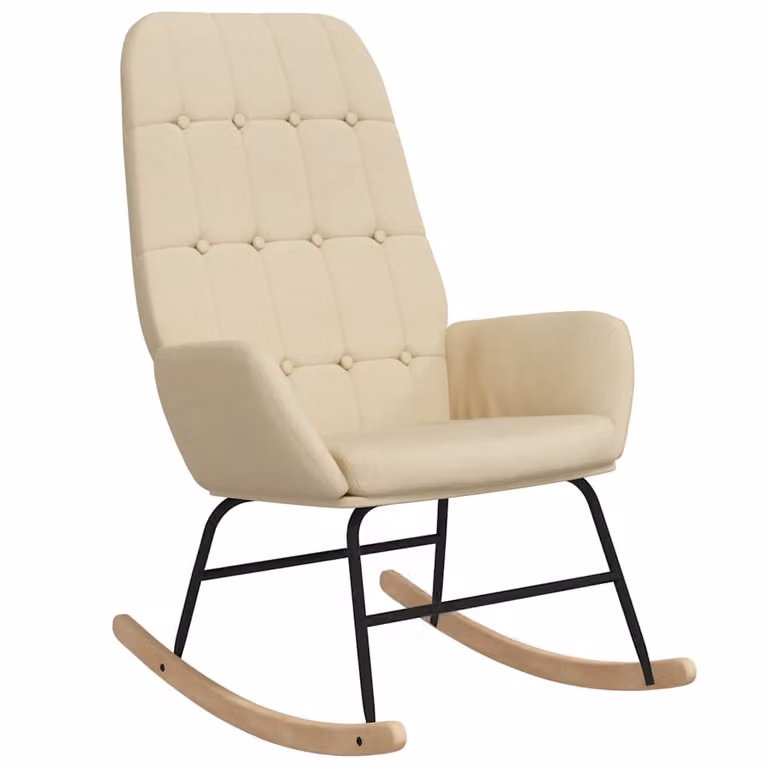 Silla mecedora de tela beige con estructura de madera vidaXL