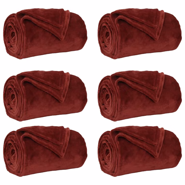 Set de 6 mantas de sofá vidaXL de forro de vellón en color rojo, An/P: 150 x 200 cm