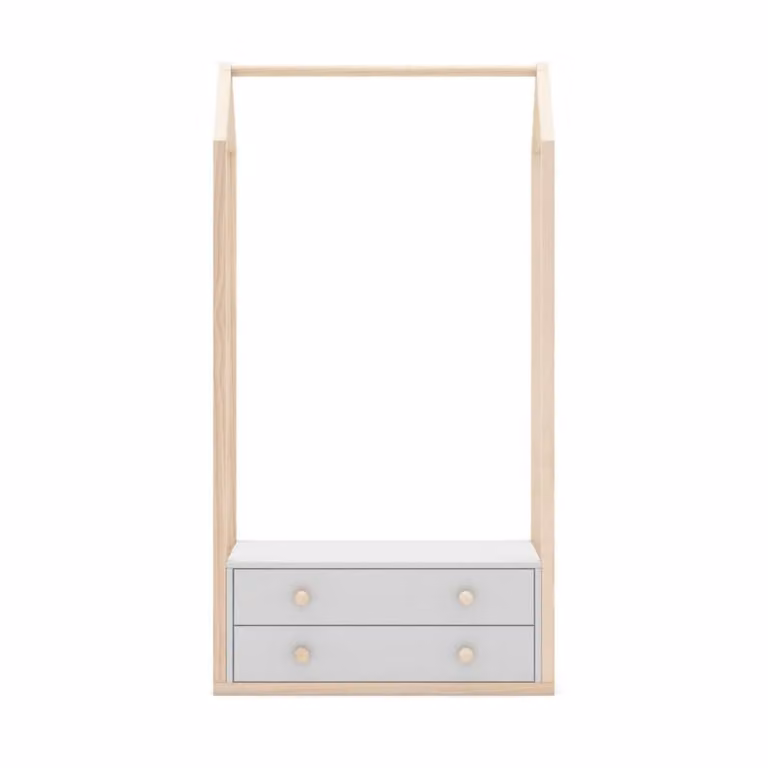 Armario ropero Calicosy para niños con 2 cajones y puertas batientes en color blanco, An: 80 cm, Al: 170 cm, P: 40 cm