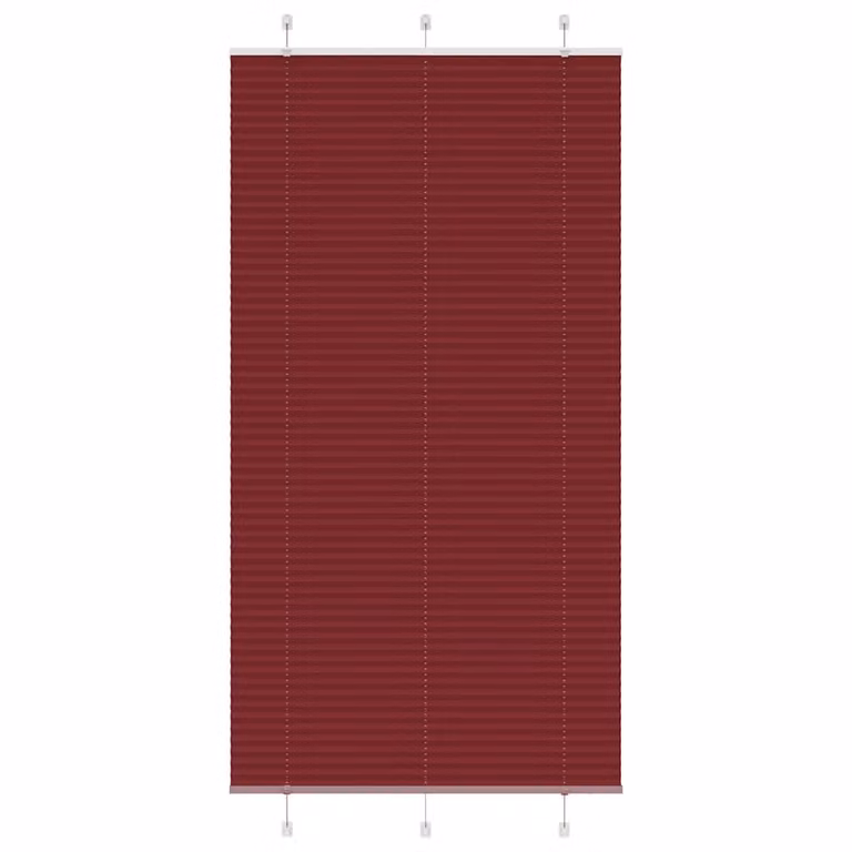 Estor Plisado vidaXL en color rojo burdeos de poliéster semitransparente, Ancho: 109,4 cm, Altura: 200 cm