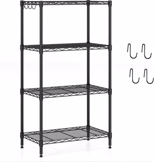 Estantería de metal ajustable NORTHIX de 4 niveles en color negro para cocina, An/P/Al: 108 x 59 x 34 cm