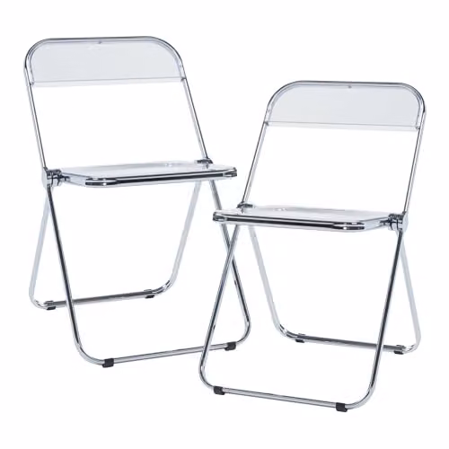 Juego de 2 sillas plegables transparentes en.casa modelo Pornainen de estilo moderno para hogar u oficina, An/P/Al: 46 x 47 x 74 cm
