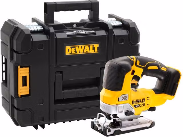 Sierra de calar a batería DeWalt 18 V con maletín, modelo DCS334NT, color amarillo
