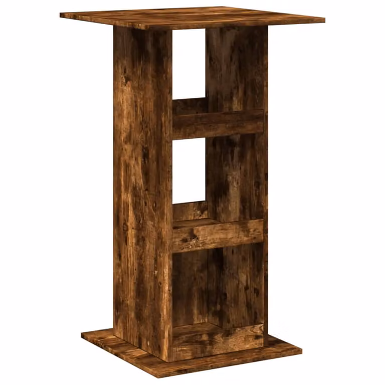 Mesa alta de bar con almacenaje vidaXL en madera roble ahumado y color marrón An/P/Al: 60 x 60 x 102 cm