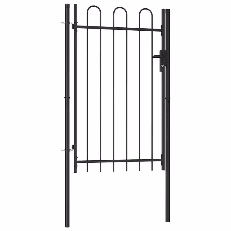Puerta de valla de una puerta con arco superior vidaXL BOXTEL en acero color negro, An/Al: 100 x 150 cm