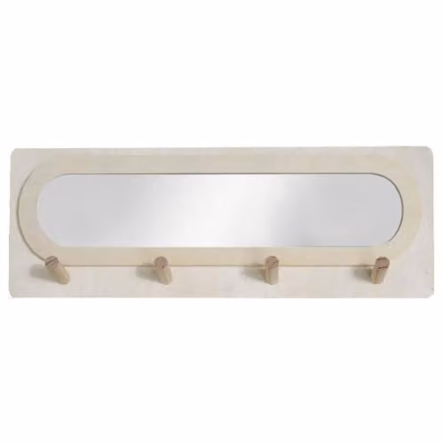 Colgador de pared para pasillo con espejo Simplicity de TODAY en color beige y madera, An/Al: 75 x 47 cm