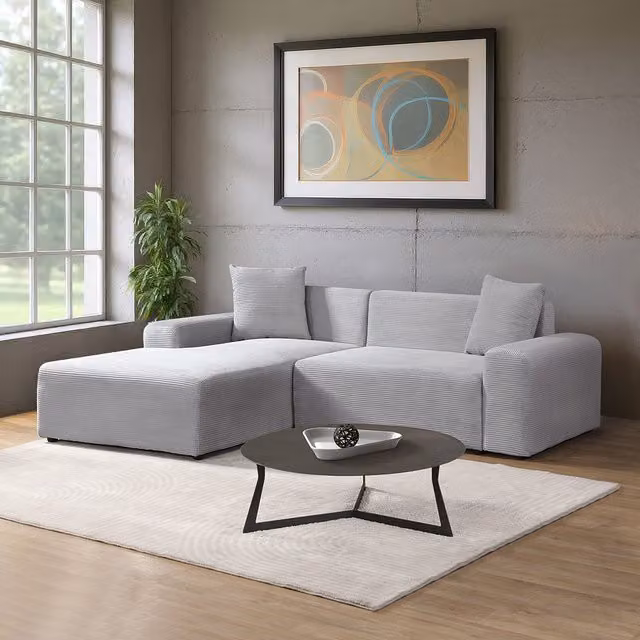 Sofá rinconera AMELIO Home Deluxe en color gris con diseño de esquina izquierda de 240 x 178 cm