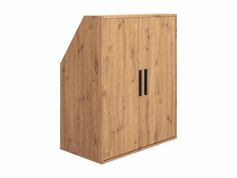 Armario para buhardilla de 2 puertas con barra de colgar ADEZIO en color beige y marrón