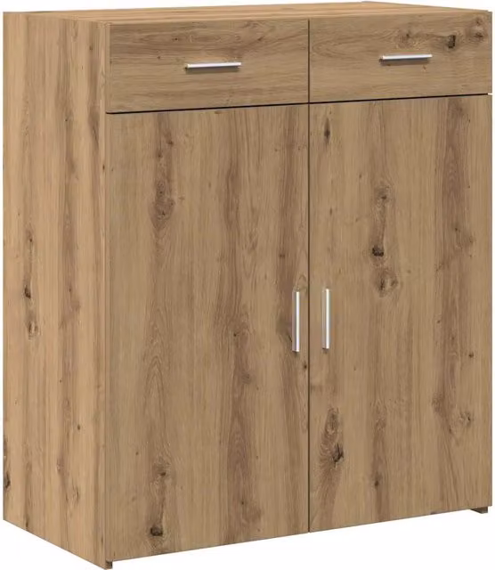 Armario de almacenamiento Syfax en roble marrón con puertas y cajones, An/P/Al: 80 x 42.5 x 93.5 cm