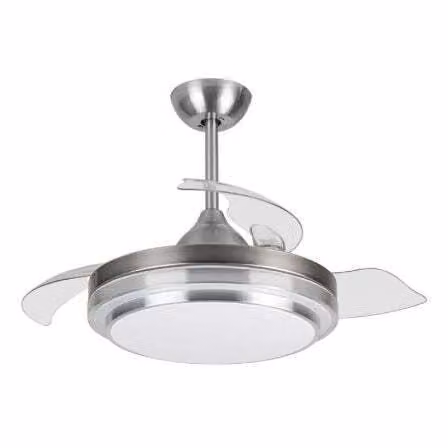 Ventilador de techo Orbegozo CP 110105 con aspas, color plateado y transparente, incluye control remoto y luz, Diámetro: 105 cm