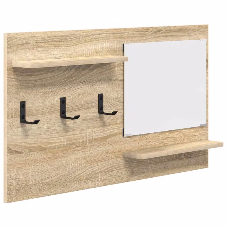 Perchero de pared moderno vidaXL en Roble Sonoma con ganchos, color beige y marrón, An/P/Al: 90 x 50 x 3 cm