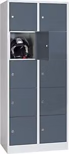 Armario de 5 compartimentos Dresden de la marca Certeo en color gris con puertas batientes y cerradura para oficina o dormitorio