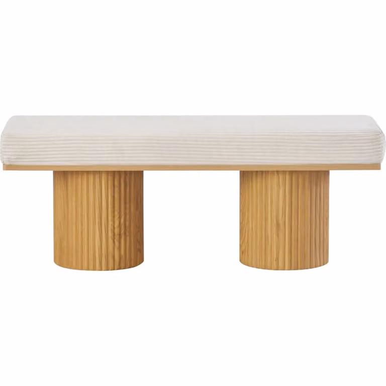 Banco de terciopelo Homifab beige de diseño moderno para salón o dormitorio An/P/Al: 118 x 38 x 45 cm