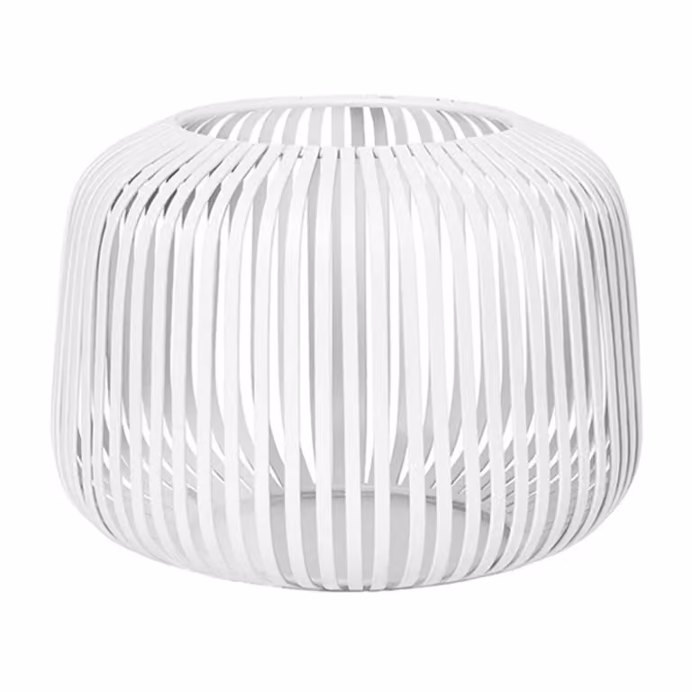 Farol portavelas Lito de Blomus en color blanco de metal para mesa, An: 14 cm, P: 14 cm, Al: 10 cm