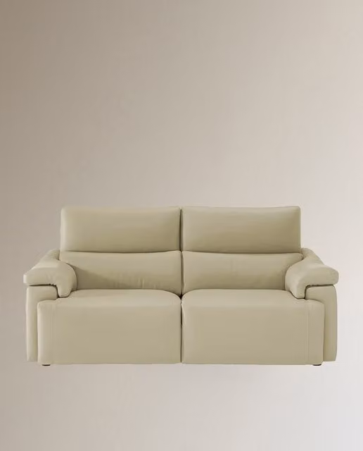 Sofá de piel de 2 plazas Jefferson de Natuzzi Editions en color beige