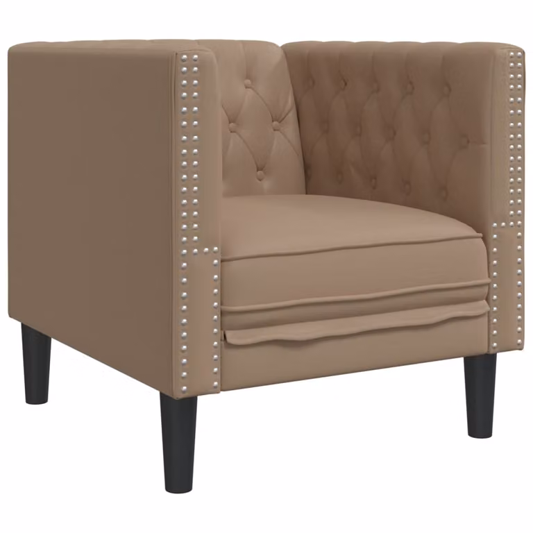 Sillón Chesterfield vidaXL de cuero artificial en color marrón capuchino
