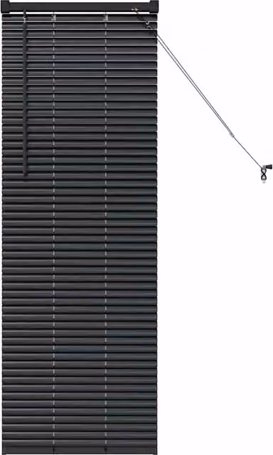 Persiana veneciana manual SYFAX de aluminio color negro An/Al: 130 x 50 cm