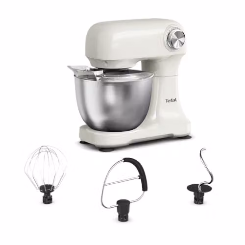 Robot de cocina Tefal Bake Easy QB140AF0 en blanco con 12 velocidades, función pulsante, cuenco de 3,5 l y 500 W
