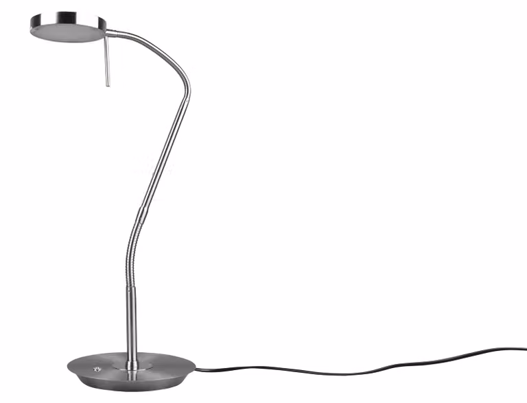 Lámpara de mesa LED TRIO en color plata con regulación de intensidad y acabado metálico, Altura: 57 cm