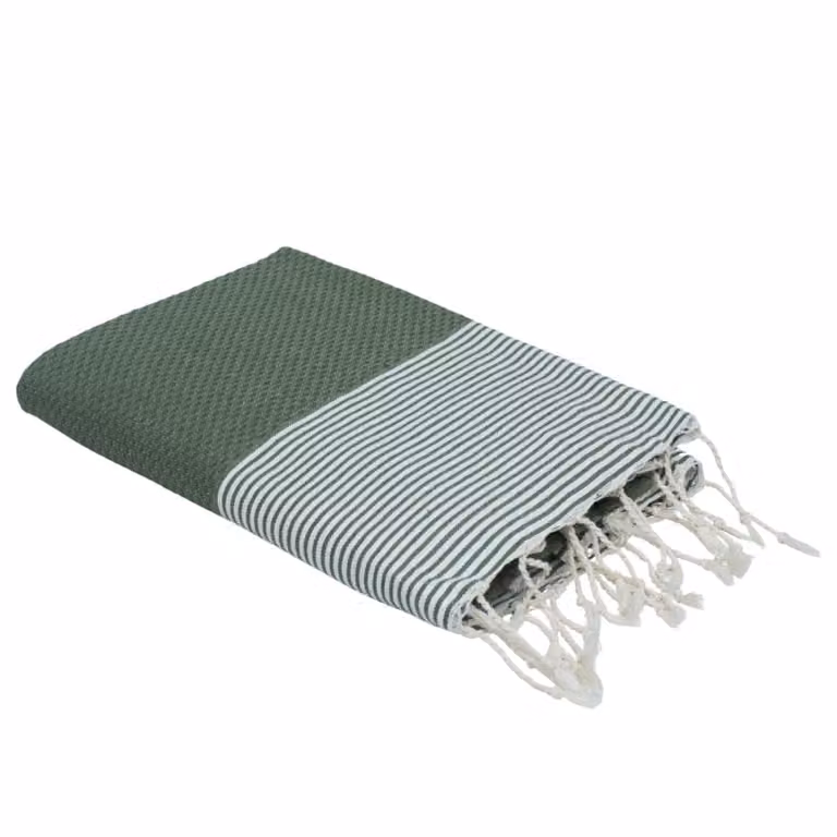 Fouta de algodón Febronie con diseño de panel de abeja en color verde, An/P: 100 x 200 cm