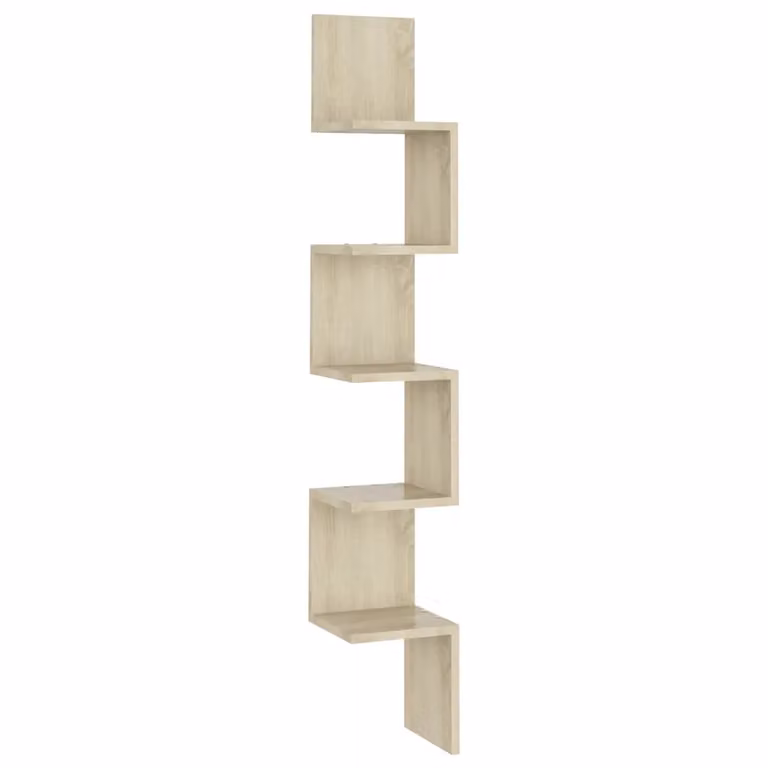 Estantería de esquina para pared vidaXL en madera de roble ahumado, An/P/Al: 20 x 20 x 127,5 cm