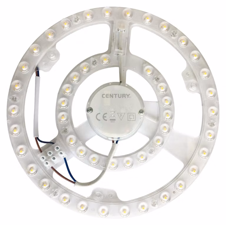 Círculo LED Century de 18 W con casquillo E27, luz blanca neutra y acabado en color blanco, Diámetro: 21,8 cm, Ancho: 21,8 cm, Altura: 2,5 cm